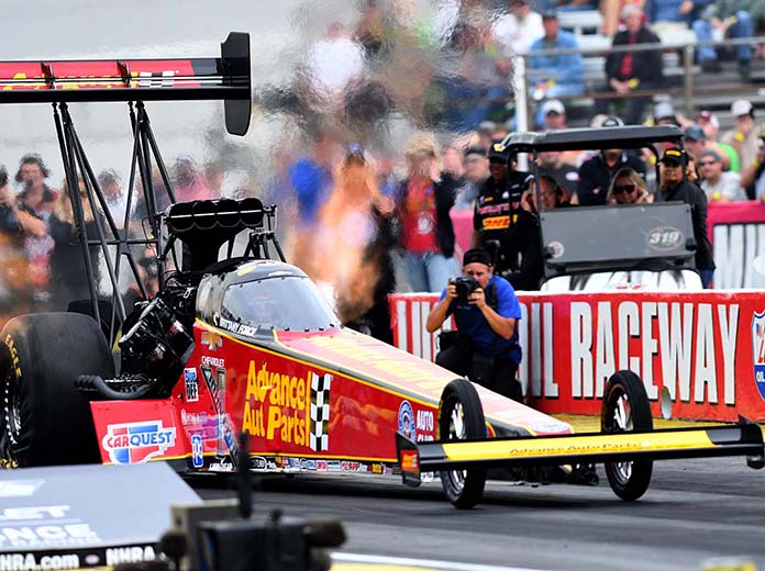 Brittany Force set a track record in qualifying for the Chevrolet Performance U.S. Nationals on Saturday. (Kent Steele Photo)