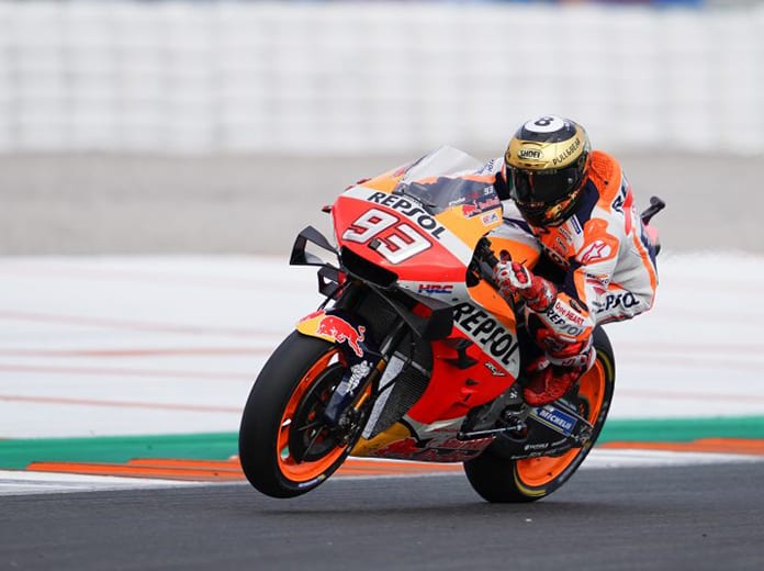 Marc Marquez on his way to victory Sunday in Spain. (Honda Photo)