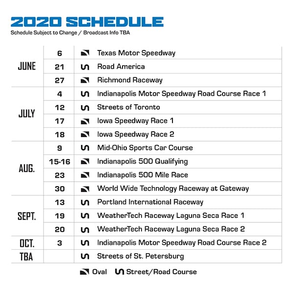 NTT IndyCar Series Reveals Adjusted Schedule SPEED SPORT