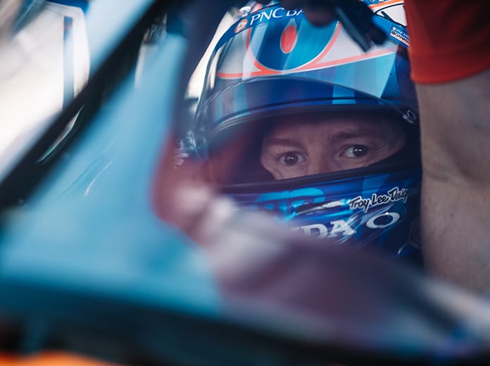 Scott Dixon, shown here in 2019, paced Saturday's lone NTT IndyCar Series practice at Texas Motor Speedway. (IndyCar Photo)