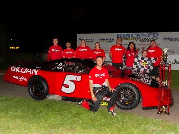 John Beale in victory lane on Thursday at State Park Speedway. (TJ Harron Photo)