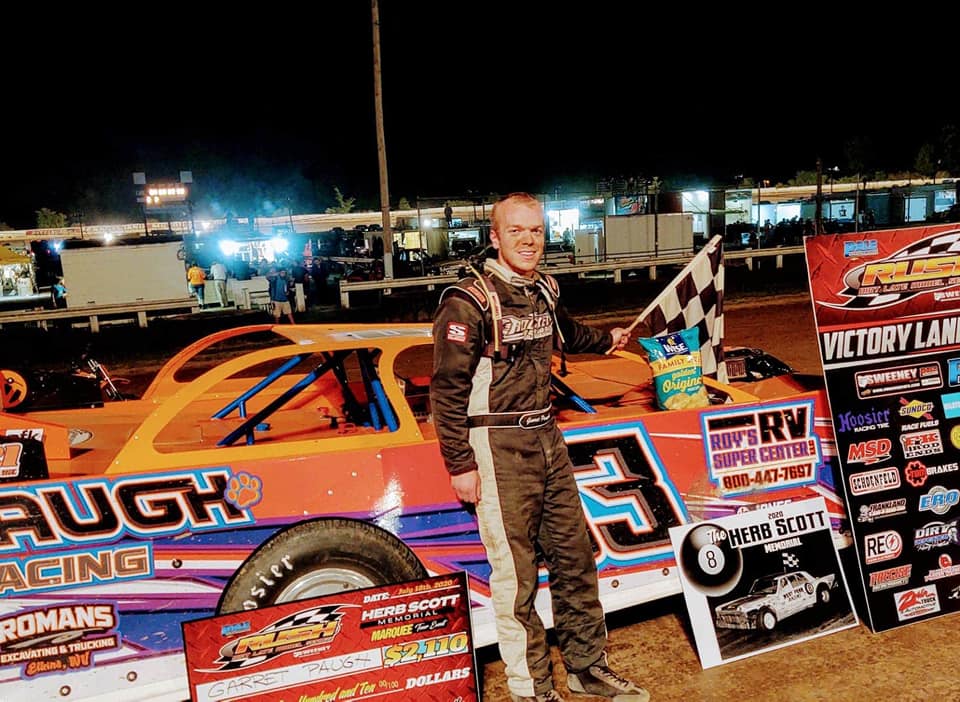 Garret Paugh in victory lane Saturday at Pittsburgh's PA Motor Speedway.