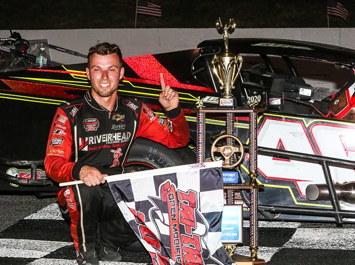 Craig Lutz in victory lane Sunday at Monadnock Speedway. (Dick Ayers Photo)