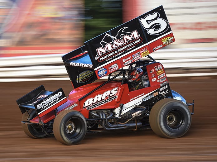 Brent Marks, shown here in July at Williams Grove Speedway, won Saturday's 410 sprint car feature at Port Royal Speedway. (Dennis Bicksler Photo)