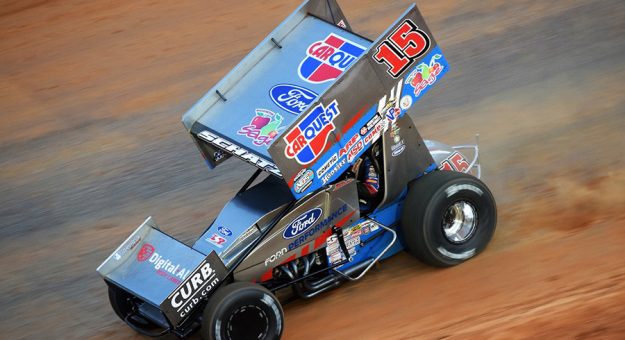 Donny Schatz went fastest during World of Outlaws sprint car practice Thursday at Bristol Motor Speedway. (Dallas Breeze photo)