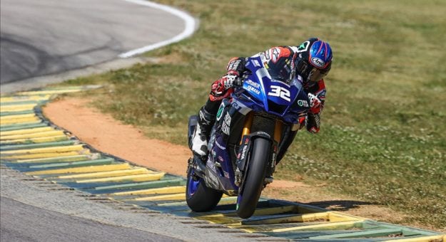 Jake Gagne put his Fresh N' Lean Attack Performance Yamaha on provisional pole for tomorrow's HONOS Superbike race one at VIRginia International Raceway. (Brian J. Nelson Photo)