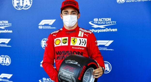 Charles Leclerc earned his second-straight Formula One pole Saturday at the Baku City Circuit.