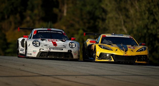 #912 Porsche GT Team Porsche 911 RSR - 19, GTLM: Laurens Vanthoor, Earl Bamber, Mathieu Jaminet, #3 Corvette Racing Corvette C8.R, GTLM: Antonio Garcia, Jordan Taylor, Nicky Catsburg