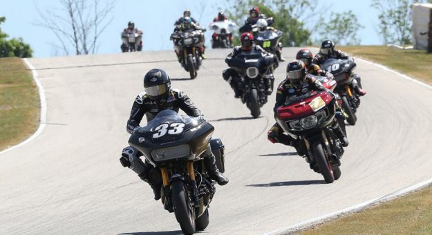 Kyle Wyman (33) leads Tyler O'Hara and the rest of the pack in the Mission King Of The Baggers race on Sunday at Road America. (Brian J. Nelson Photo)