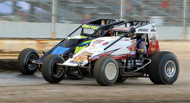 Robert Ballou (12) battles Shane Cottle Wednedsay Bridgeport Motorsports Park. (Lee Greenawalt Photo)