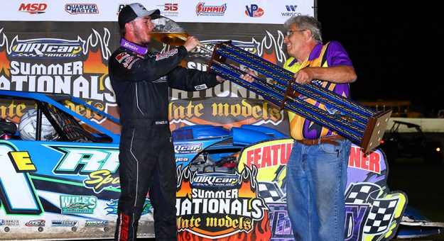 Tanner English in victory lane at Tri-City Speedway. (Josh James Photo)