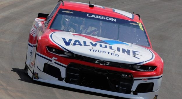 Kyle Larson dominated Sunday's NASCAR Cup Series debut at Nashville Superspeedway. (Dave Moulthrop Photo)