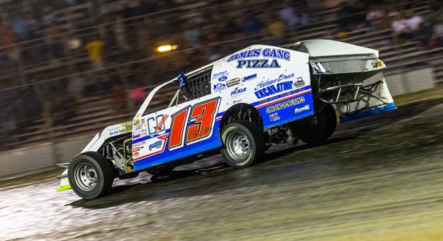 Bricen James won the IMCA Modified feature on the final night of the Corral Sales Dakota Classic Tour, leading all 30 laps of the Thursday main event at Dacotah Speedway. (Tyler Hagen Photo)