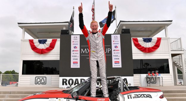 Michael Carter in victory lane Saturday at Road America.