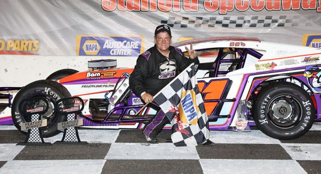 Todd Owen in victory lane at Stafford Motor Speedway.