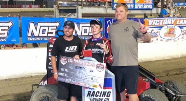 Brent Crews swept the weekend with the POWRi Lucas Oil National Midget League. (Chris Kirkland Photo)