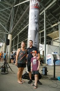 David Gravel (center) posses with Bobby and Jaxx Johnson Wednesday at Knoxville Raceway. (Doug Auld Photo)