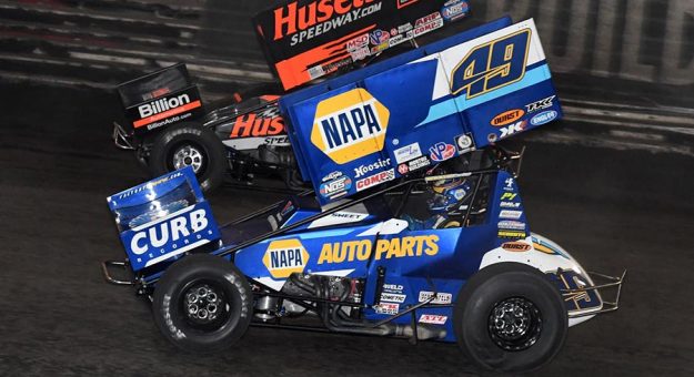 Brad Sweet in action Saturday at Knoxville Raceway. (Frank Smith Photo)