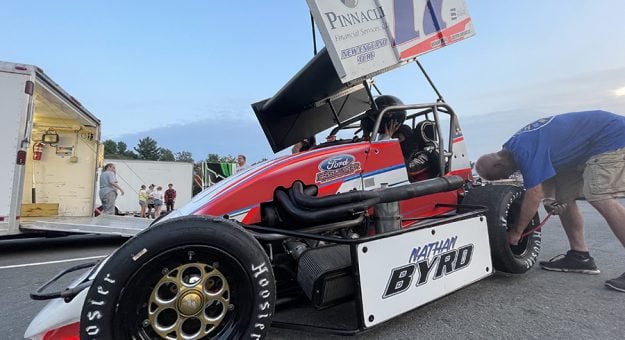 Nathan Byrd was back in a NEMA midget last weekend at Wiscasset Speedway.