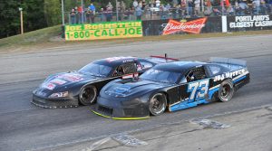 Joey Doiron (73) battles Wyatt Alexander last Sunday at Beech Ridge Motor Speedway. (Jamie Williams Photo)