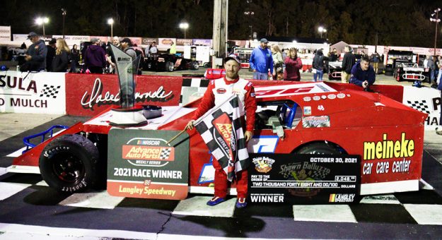 Chris Johnson victory lane at Langley Speedway.