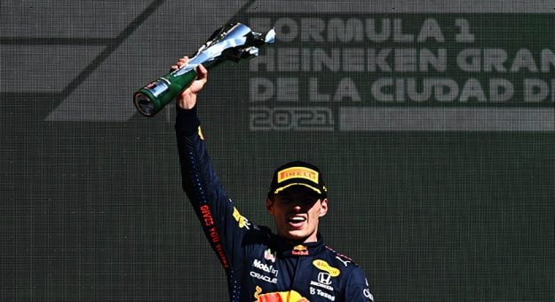 Max Verstappen celebrates his victory in the Mexican Grand Prix. (Red Bull Photo)