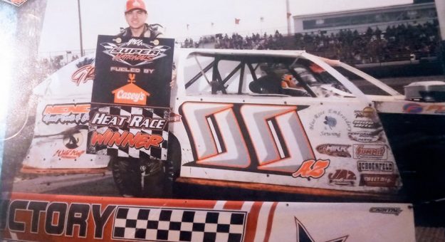 T.J. Wyman after a heat win during the IMCA Super Nationals. (Wyman Family Photo)