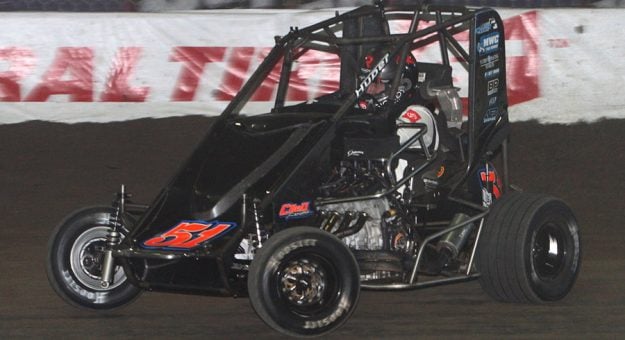 Kyle Busch roared to a heat race win on the first day of the Tulsa Shootout. (Richard Bales Photo)