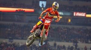 Jett Lawrence won Saturday night's 250SX East race in Indianapolis. (Photo: Feld)