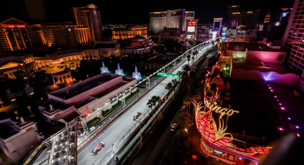 An aerial view of the Las Vegas Grand Prix.