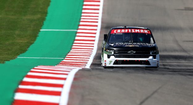 AUSTIN, TEXAS - MARCH 22: Connor Zilisch, driver of the #7 Austin Hatcher Foundation Chevrolet, drives during practice for the NASCAR Craftsman Truck Series XPEL 225 at Circuit of The Americas on March 22, 2024 in Austin, Texas. (Photo by Jonathan Bachman/Getty Images) | Getty Images