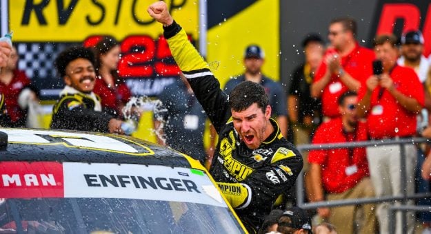 October 04, 2024: NASCAR Craftsman Truck Series races during the Love's RV Stop 250 at Talladega Superspeedway in Talladega, Alabama. 

(HHP/Jacy Norgaard)