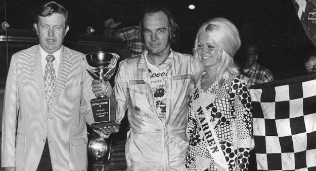 Miller Bud Opperman Jan(#4) Winner(100laps) Trophy Girl(miss Warrenohio) Canfield Speedwayyoungstownohio June 10 1970 Photo.manes 600dpi