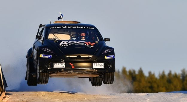 Johan Kristoffersson (SWE) driving the Zeroid X1 during practice ahead of the Race of Champions Snow & Ice 2023 at Pite Havsbad, Sweden on 26 January 2023. (Photo by Jerry Andre/Race of Champions)