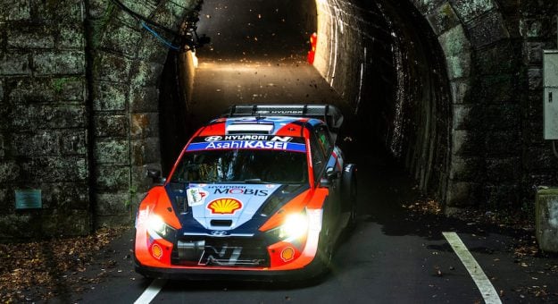 Ott Tänak (EST) Martin Järveoja (EST) Of team HYUNDAI SHELL MOBIS WORLD RALLY TEAM  seen performing during the  World Rally Championship Japan in Toyota city, Japan on  22,November. 2024 // Jaanus Ree / Red Bull Content Pool // SI202411220765 // Usage for editorial use only //